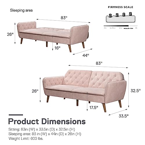 Novogratz Tallulah Memory Foam Futon, Pink Pricepulse