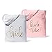 Samantha Margaret - Bride & Bride Tribe Canvas Beach Tote Bags for Bachelorette Parties, Weddings, Bridesmaid Gifts, Bridal Shower - 11 Piece Set (Pink)