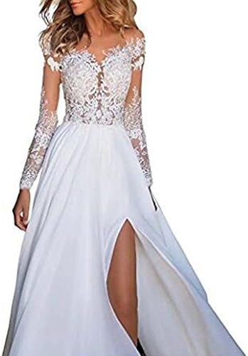 Shushaliying Women's Lace Split Ends Beach Wedding Dress Prom Dress Boho Wedding Gowns Bridal Dresses Aqua,12