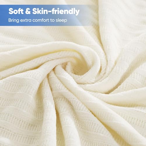 Marchpower Cooling Blanket, Arc-Chill 3.0 Summer Blanket Double-Sided Cooling Blanket, Soft and Breathable Knit for Sweats Loafers Warm Sleepers, 150 x 200 cm, Cream