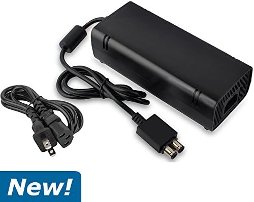 PerriRock AC Adapter Power Supply Cord for Replacement Xbox 360 Slim Console - Black