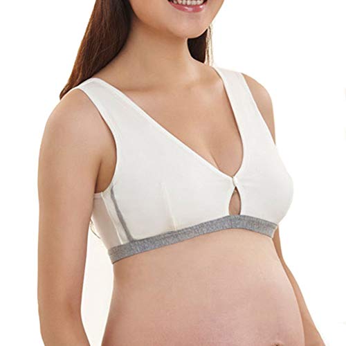 Appoi Maternity Tops Women Nursing Bra Pregnancy Sport Tank Top Bust Seamless Breastfeeding Removable Pads Underwear (White, 2XL)