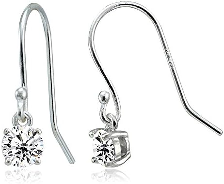 Sterling Silver Cubic Zirconia Round Dangle Earrings