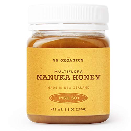 SB Organics Multiflora Manuka Honey MGO 50+ - 8.8 oz Jar of Raw Unfiltered Authentic Premium New Zealand Manuka Honey