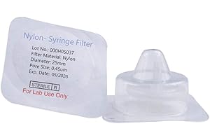 Sterile Syringe Filter Nylon Hydrophilic Filtration 0.45 um Pore Size, 25 mm Membrane Diameter Sterile Nylon Membrane Individually Packed 20/pk by Labfil