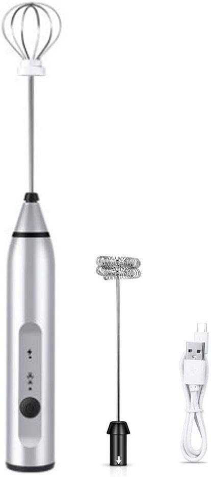 Household Mini Milk Frother, Konren USB Rechargeable Handheld Electric Foam Maker, 3-Speed Adjustable, Perfect for Bulletproof Coffee, Lattes, Cappuccino, Matcha, Hot Chocolate