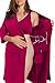 Brobe Post Surgery Robe with 6 Internal Pockets for Mastectomy, Mommy Makeover, Tummy Tuck, Open Heart Surgery -(Small, Berry)