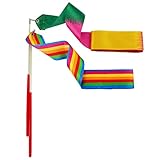 eBoot Dance Ribbons Streamers Rhythmic Gymnastic Ribbon Wands Rods for Children Art Dances, Baton Twirling, 2 Pieces