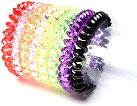 ballboU- Women Girls Plastic Triangle Spiral Hair Ties Rope Telephone Wire Traceless Coil Glitter Colorful Scrunchies