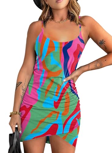 Acelitt Abstract Printed Sundress for Women 2024