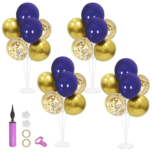 ZJDHPTY Navy Blue and Gold Balloon Stand Navy and Gold Balloons Centerpiece Table Decorations for Birthday Wedding Anniversary New Year Graduation Decorations Class of 2025(Gold navy set4)