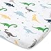 Bassinet Fitted Sheet Compatible with Halo, Fisher Price, Delta, Graco – Fits Perfectly on 15 x 33 Inch Oval, Rectangular Mattress Pad – Snuggly Soft Jersey Cotton – Dinosaurs – 1 Pack