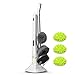 Phaewo Spin Scrubber with LED Display, Long Extension Handle Shower Cleaner, Including 2 Power Scrubber Brushes, 3 Mops, One Sponge and a Storage Rack, New Generation of Cleaning Supplies, White