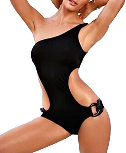 Women One Shoulder Cut Out Side One Pice Bikini Swimsuit Sexy Monokini Swimwear