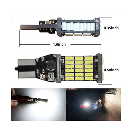 4pcs 912 921 T15 W16W LED Reverse Backup Trunk Cargo Light Bulbs Super Bright 4014 45 SMD 4014 Chipsets CANBUS Backup Light 6500K 4.5W Xenon White