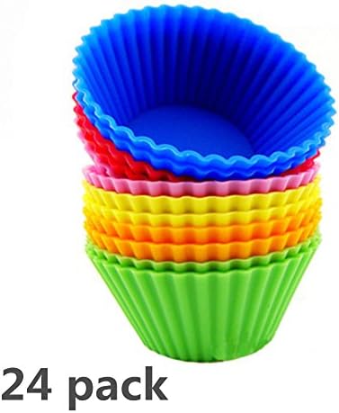TankeDirect Silicone Linners Barking Cups Muffin Mold for Cakes Cupcakes Liners 24 Packs 6 Colors