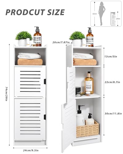 Aimu Waterproof Bathroom Cabinet - Freestanding Storage Unit with Open Shelf - Corner Furniture for Bedroom