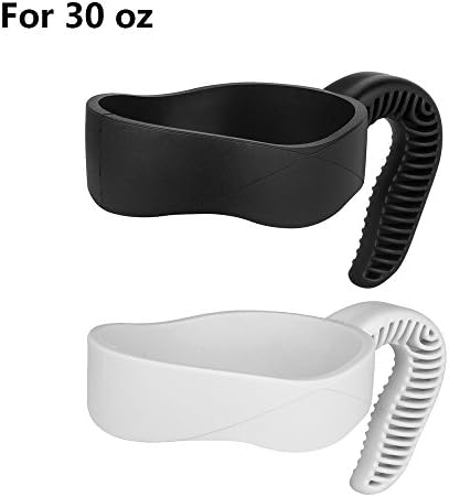 2Pack-Lavince Cup Handle Anti-Slip Grip Accessories holder For Yeti 30 oz Rambler Tumbler Stainless Steel,RTIC, SIC,Ozark Trail Mug-(Black+White)