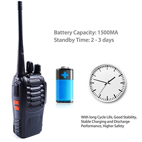 Nestling 888s Rechargeable Walkie Talkies, Signal Band UHF400-470 MHz 16 Channels Two Way Radios with Earpieces, Built in Led Torch for Camping Hiking Travelling ( Pack of 10)