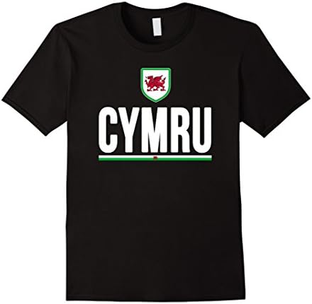 Men's CYMRU T-shirt Welsh Pride Wales Flag Soccer Football Rugby Large Black