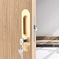 Fdit Zinc Alloy Invisible Sliding Door Latch Locks with 3 Keys for Bathroom Kitchen Balcony(Gold)