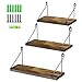Amazing Roo Floating Shelves Wall Mounted Set of 3, Wood Wall Shelves with Black Metal Brackets, Storage Rack for Living Room/Kitchen/Bathroom/Bedroom/Office