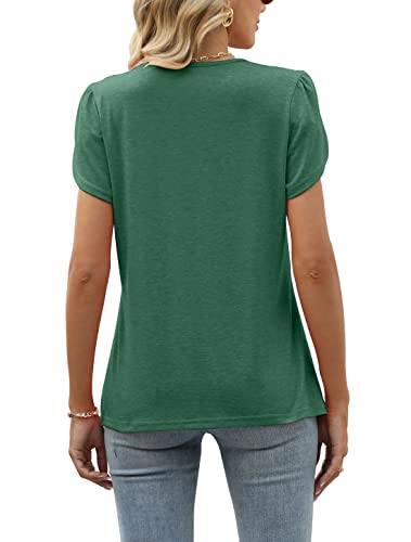 BEIMUC WOMENS TOPS LOOSE PUFFY SLEEVE SHIRTS CASUAL SUMMER TSHIRTS GREEN M