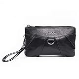 Katloo Real Leather Purse Cross body Bag for Women Wristlet Handbag Organizer Travel Wallet Satchel Pouch (Black)