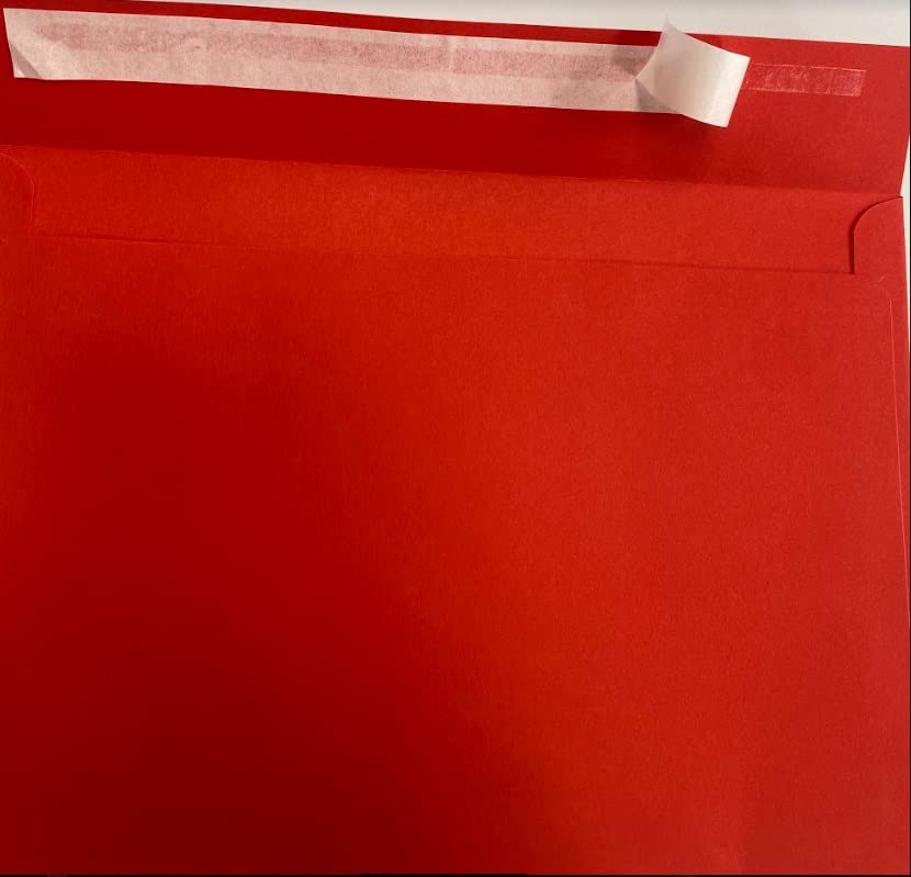 C5 Coloured Envelopes for A5 Greeting Cards Peel and Seal Wallet Envelopes Wedding Invitation Crafts Office 162x229mm- Pack of 10 envelopes (Red P&S)