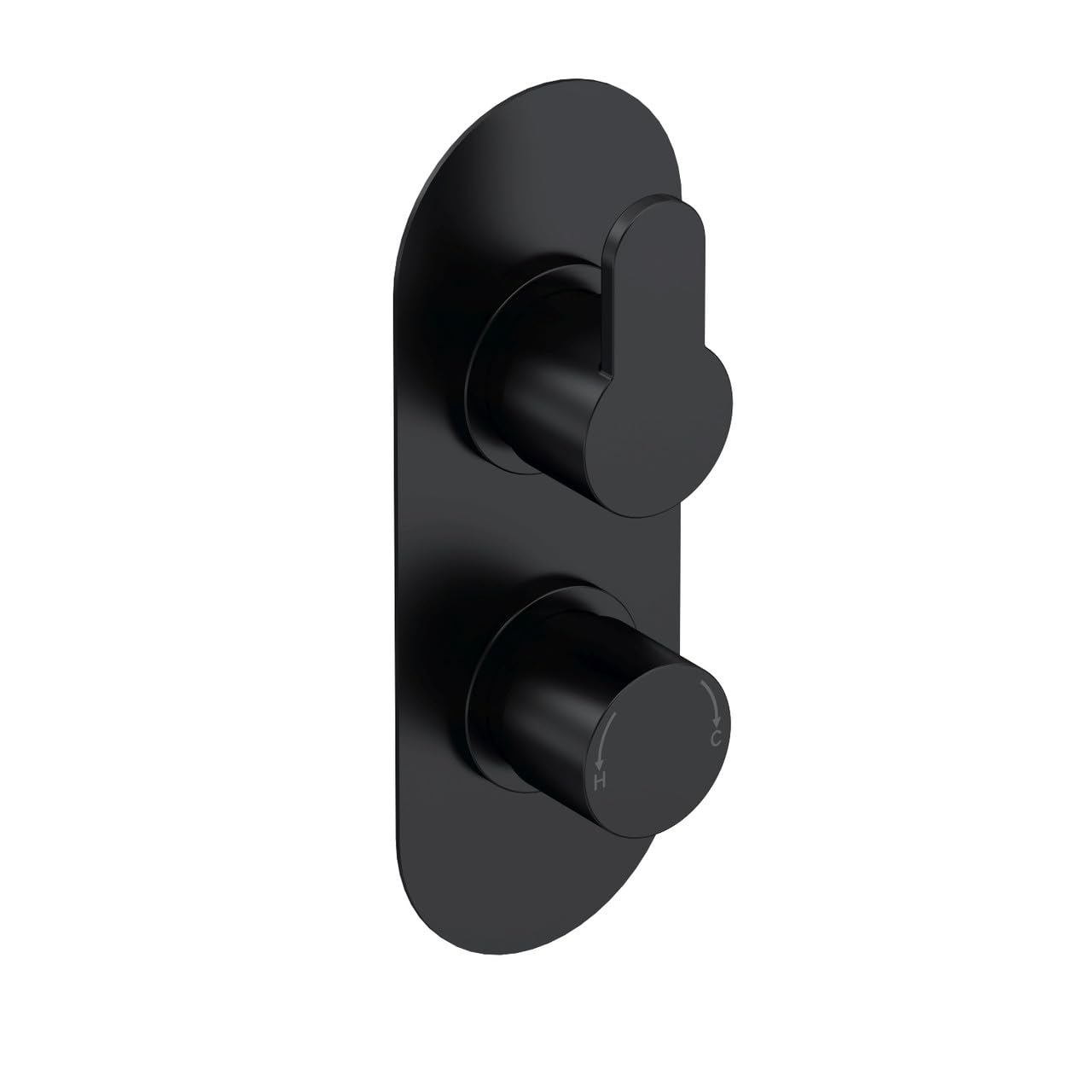 nuie ARV4TW02 Arvan | Modern Bathroom Concealed Round Twin Thermostatic Shower Valve with Diverter, 215mm, Matt Black