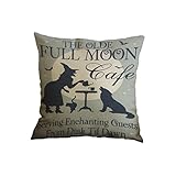 Nunubee Home Sofa Decor Cushion Cover Witch Cat Pumpkin Pillowcase Halloween 15
