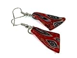 Fiesta Surprise, Art Glass Fire Blown Dangle Earrings, Layered in Sterling Silver with Gift Box