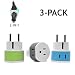 Germany, France, Schuko Power Plug Adapter by OREI with 2 USA Inputs - Travel 3 Pack- Type E/F (US-9) Safe Grounded Use with Cell Phones, Laptop, Camera Chargers, CPAP, and More