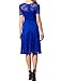 Aonour AR8006 Women's Vintage Floral Lace Elegant Cocktail Formal Swing Dress with Short Sleeve RoyalBlue L