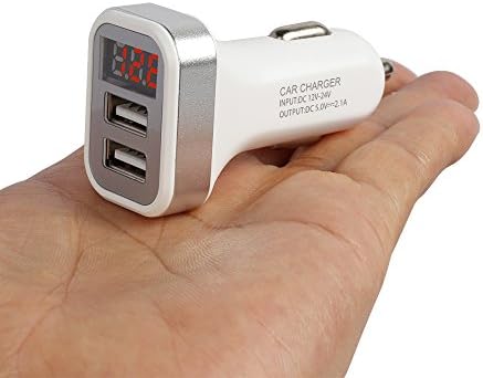 Car Charger dual USB Adapter with LCD Screen Display，With battery voltage measurement， for iPhone 6, 6 plus, 5 Samsung S6, S6 Edge and Android Devices (Silver)