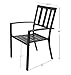 EMERIT Patio Wrought Metal Indoor Outdoor Stackable Dining Arm Chairs Set of 2,Black
