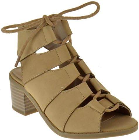 Sod Quince 2 Little Girls Lace Up Velcro Strap Heeled Peep Toe Sandals Natural Nubuck 11
