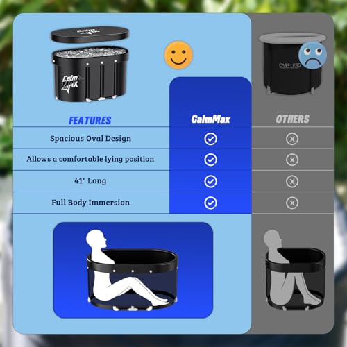 Oval Ice Bath Tub with Cover for Athletes XL Portable Cold Plunge Tub for Cold Water Therapy Ice Baths at Home