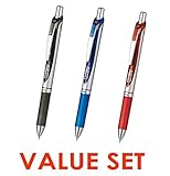 Pentel Energel Deluxe RTX Retractable Liquid Gel Pen,Ultra Micro Point 0.3mm, Fine Line, Needle Tip, Black,Blue,Red Ink Each 1 Pen Total 3 Pens-Value Set of 3 (With Our Shop Original Product Description)