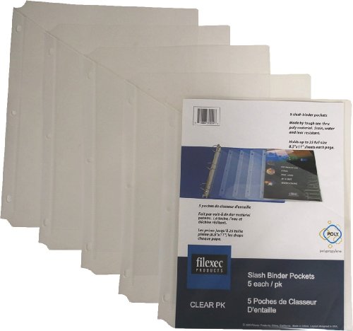 Filexec Binder Pocket, 3-Hole Punched, Letter Size,Clear (6 Packs of 5) (50106-30204) - //medicalbooks.filipinodoctors.org