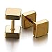 2pcs 6mm Gold Cube Barbell Earrings Unisex Men, Steel Cheater Fake Ear Plugs Gauges Illusion Tunnel