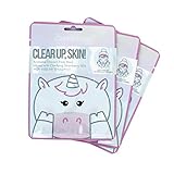 The Crème Shop Korean Skincare Beauty Full Facial Advanced Sheet Daily Natural Essence easy-to-use Soothing - Clear up, Skin! Unicorn Face Mask(Infused with Clarifying Strawberry Milk) 3 Piece Set