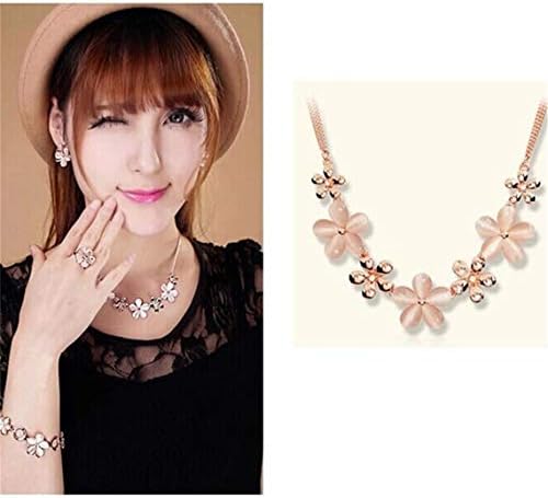 RUJFISH Daisy Crystal Floral Flower Rhinestone Necklace Pendant Necklace Choker Wrap Necklace for Women Girls