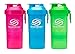SmartShake Original2GO Shaker Bottle w/Detachable Storage Compartments, BPA/DEHP Free & Carabiner Clip-Great for Fitness Sports Nutrition Supplements 20oz (600ml)-Neon Pink, Blue, Green (3 Pack)