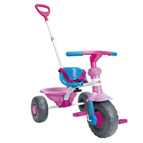 ChromeWheels Kids' Tricycle, with Pushing Handle and Grow-with Seat for 1-3 Years Old Toddler,Pink