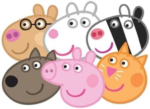 Peppa Pig Party Card Face Masks x 6 - Mixed Characters