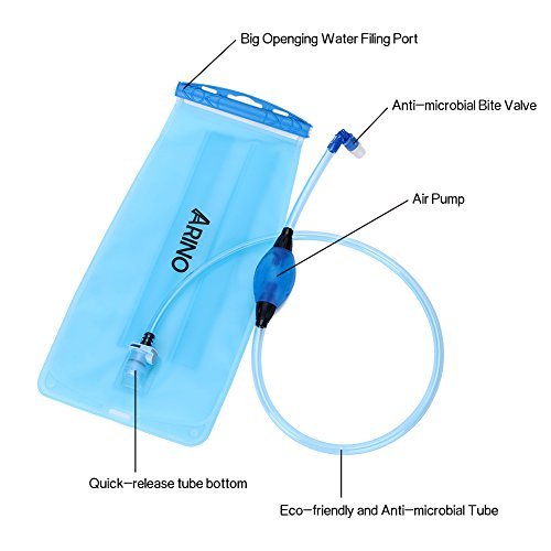 ARINO Hydration Bladder Water Reservoir Collapsible Military Water Reservoir Pack 2 Liter/70 oz FDA-approved and BPA-Free for Hiking Camping Cycling Hunting
