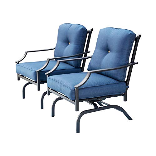 Top Space Patio Chairs Outdoor Rocking Chair Bistro Set Patio Conversation Set,Motion Metal Outdoor Furniture with 2 Outdoor Chairs