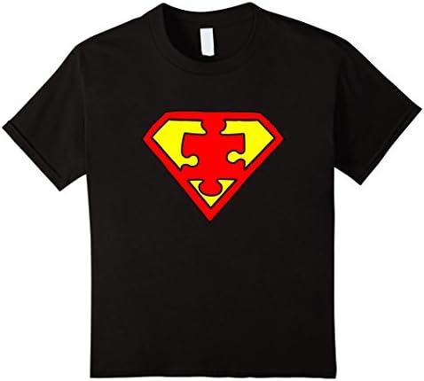 Kids Super Autism Superhero Man Jigsaw Puzzle Hero T-Shirt 8 Black