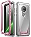 Poetic Moto G7 Rugged Clear Case, Full-Body Hybrid Shockproof Bumper Cover, Built-in-Screen Protector, Guardian Series, DO NOT FIT Moto G7 Power Or Moto G7 Play, Pink/Clear